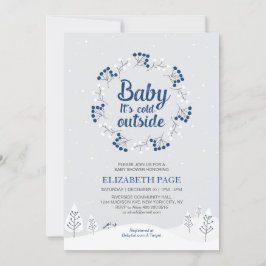 Boy Winter Wonderland Baby Shower, marinblått Inbjudningar
