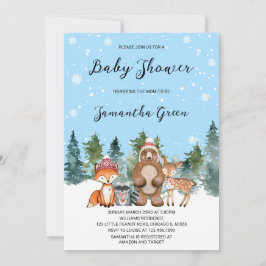 Boy Winter Woodland Baby Shower Inbjudningar