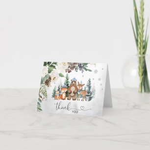 Boy Winter Woodland Baby Shower Tack för ditt kort