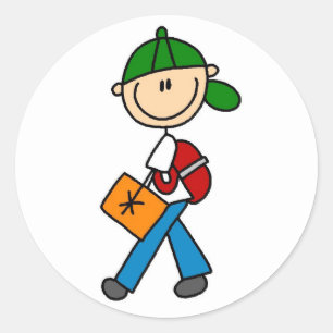 Boy with Backpack Runt Klistermärke