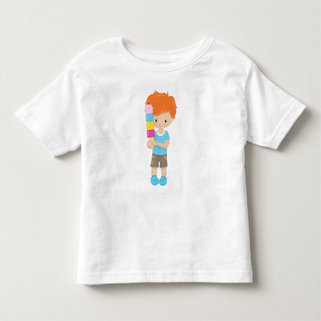 Boy with Ice Cream, Orange Hair, Ice Cream Cone T Shirt (Framsida)