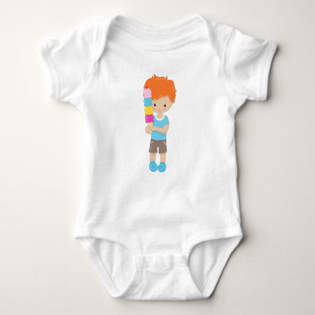 Boy with Ice Cream, Orange Hair, Ice Cream Cone T Shirt (Framsida)