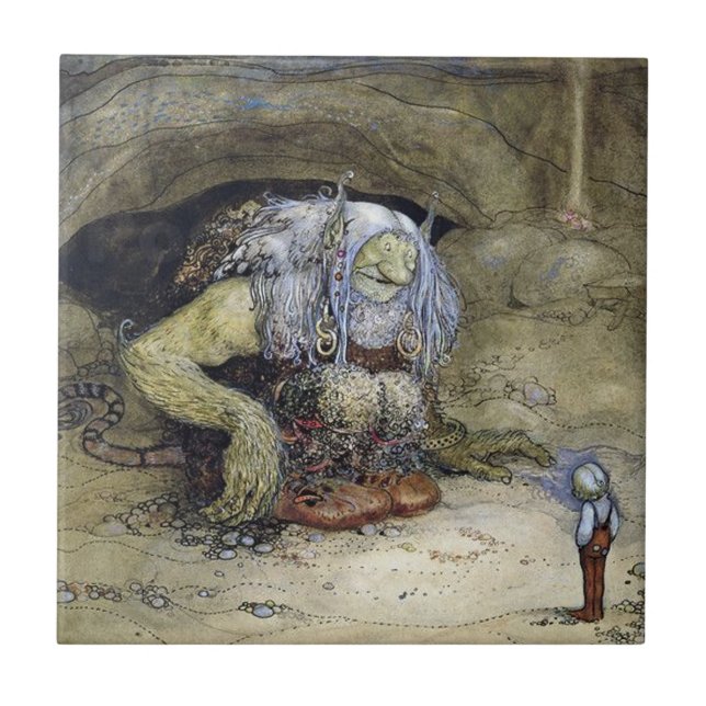 "Boy with Troll" av John Bauer Kakelplatta (Framsidan)