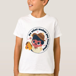Boy with Wooden Horse Cheerful T Shirt