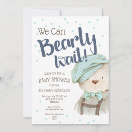 Boy Woodland Forest Bear Baby Shower Inbjudningar