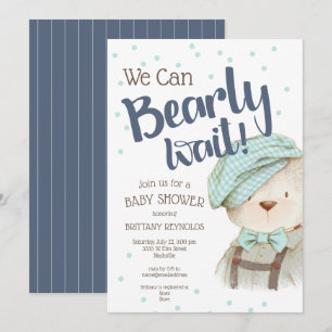 Boy Woodland Forest Bear Baby Shower Inbjudningar