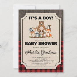 Boy Woodland Lumberjack Baby Shower Inbjudningar
