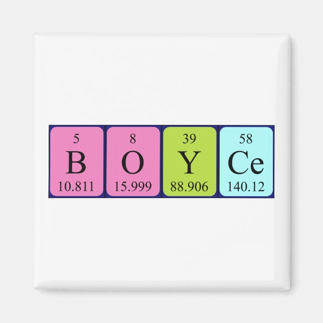 Boyce Perioce bord namn magnet (Framsidan)