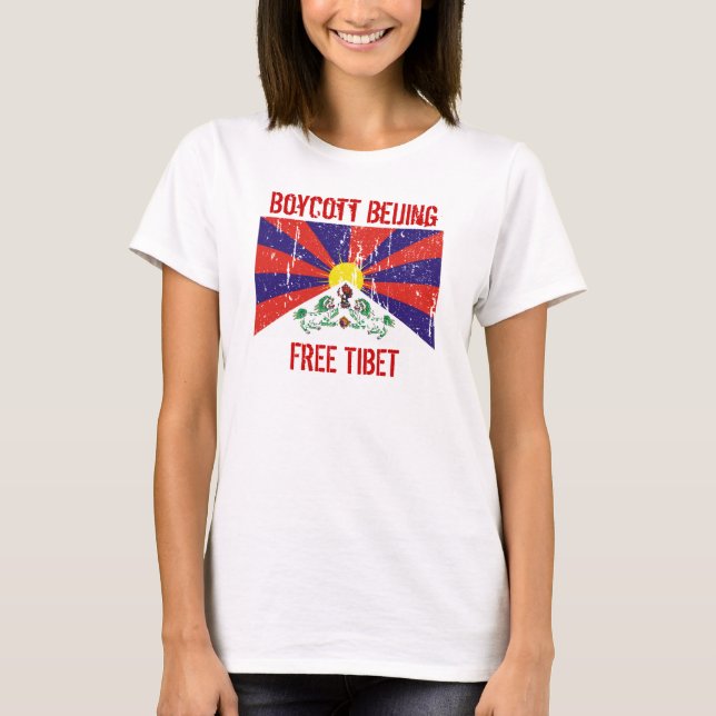 Boycott Beijing Free Tibet T-shirt (Framsida)