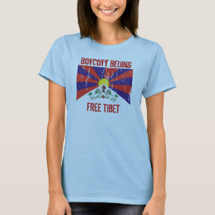 Boycott Beijing Free Tibet T-shirt - anpassad