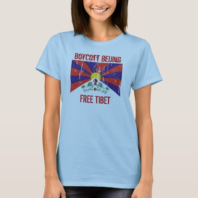 Boycott Beijing Free Tibet T-shirt - Anpassad (Framsida)