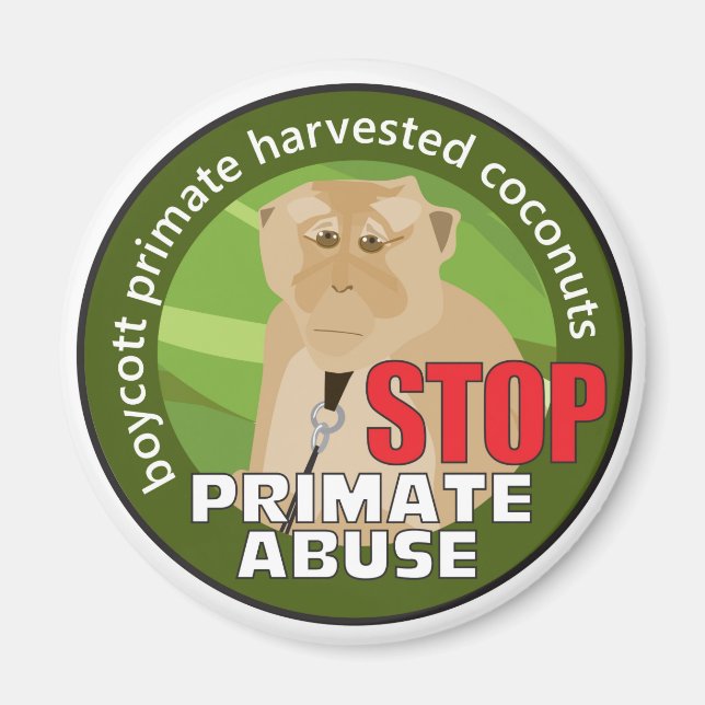Boycott Primate-Harvested Coconuts Magnet (Framsidan)