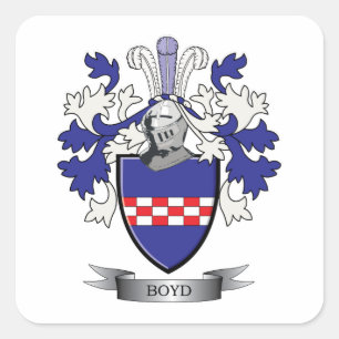 Boyd Family Crest Jackar av Arm Fyrkantigt Klistermärke