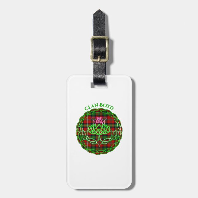 Boyd Scottish Tartan Celtic Thistle Bagagebricka (Vertikal Framsida)