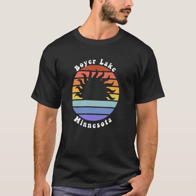 Boyer Sjö Minnesota MN Sunset Souvenir Vacation T Shirt (Framsida)