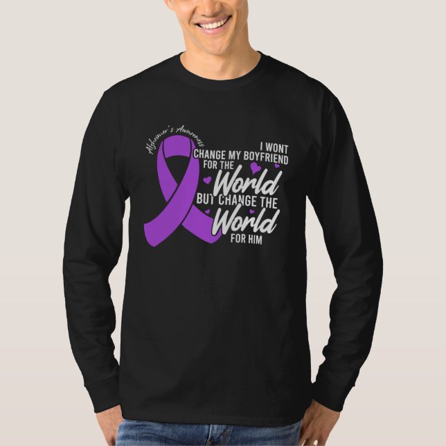 Boyfriend Alzheimers Awareness Day Disease Month T Shirt (Framsida)