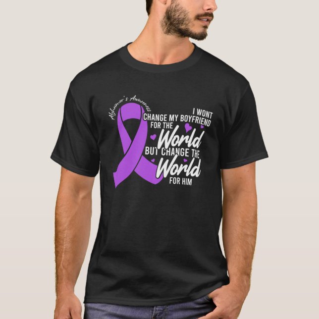Boyfriend Alzheimers Awareness Day Disease Month T Shirt (Framsida)