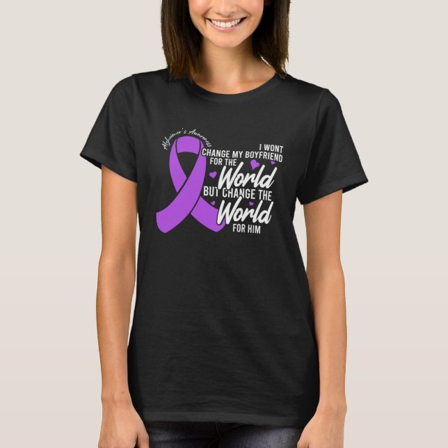 Boyfriend Alzheimers Awareness Day Disease Month T Shirt (Framsida)
