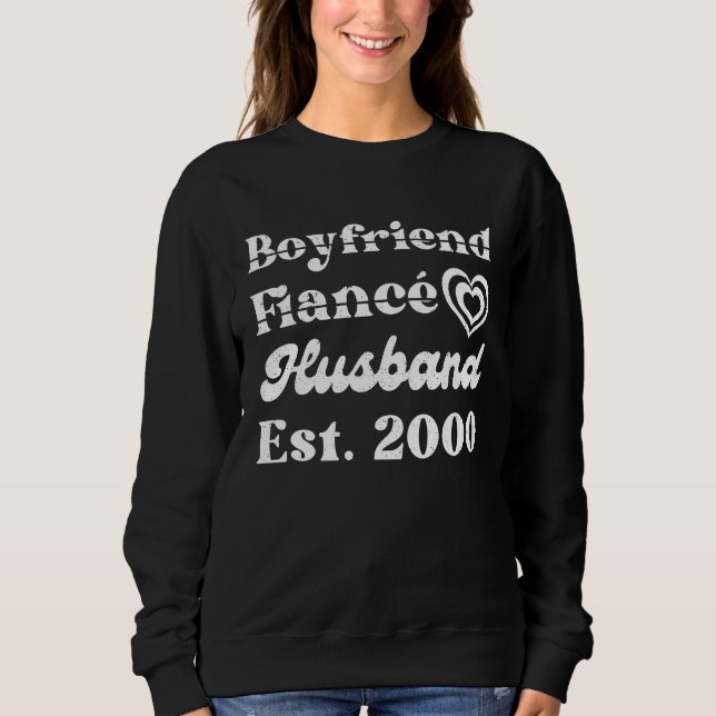 Boyfriend Fiance Husband Est 2000 Wedding Annivers T Shirt (Framsida)