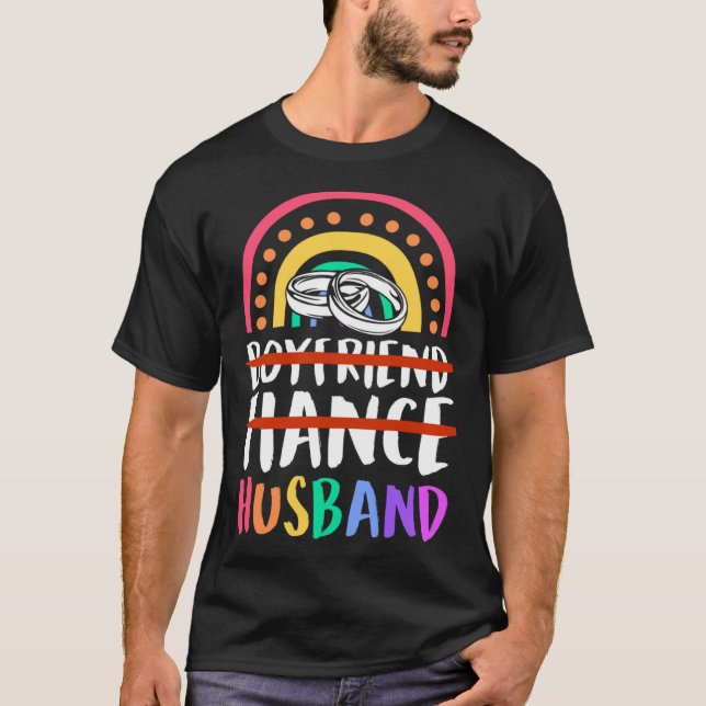 Boyfriend Fiance Husband Gay Pride Wedding Bohemia T Shirt (Framsida)