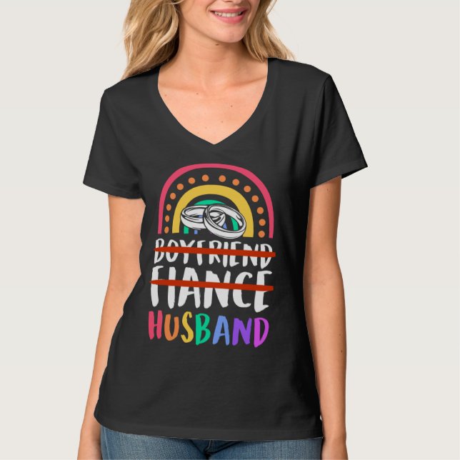 Boyfriend Fiance Husband Gay Pride Wedding Bohemia T Shirt (Framsida)