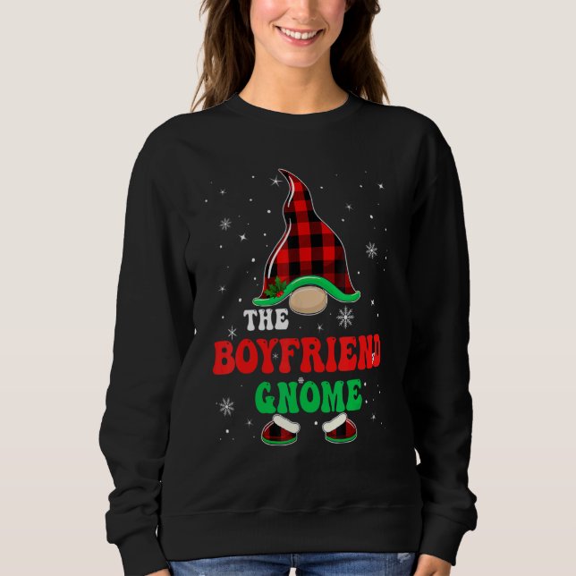 Boyfriend Gnome Buffalo Plaid Matching Christmas G T Shirt (Framsida)