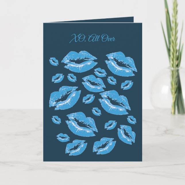 Boyish Blue Lip Print Flirtatious Fun Kort (Framsida)
