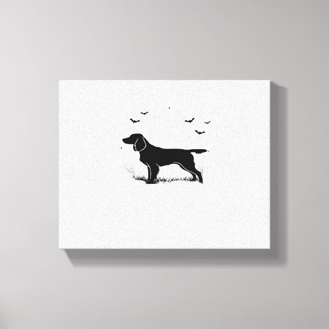 Boykin Spain Hund - Halloween Måne Silhouette Cla Canvastryck (Framsida)