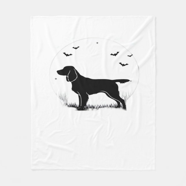 Boykin Spain Hund - Halloween Måne Silhouette Cla Fleecefilt (Framsidan)