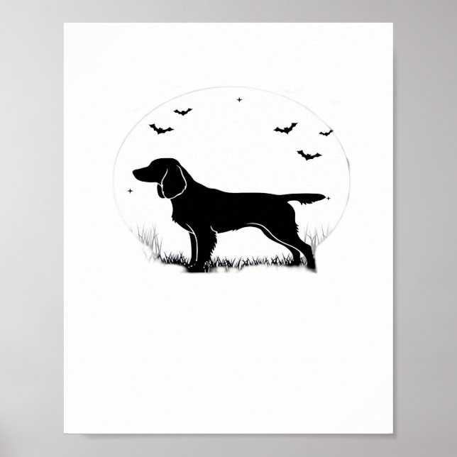 Boykin Spain Hund - Halloween Måne Silhouette Cla Poster (Framsidan)