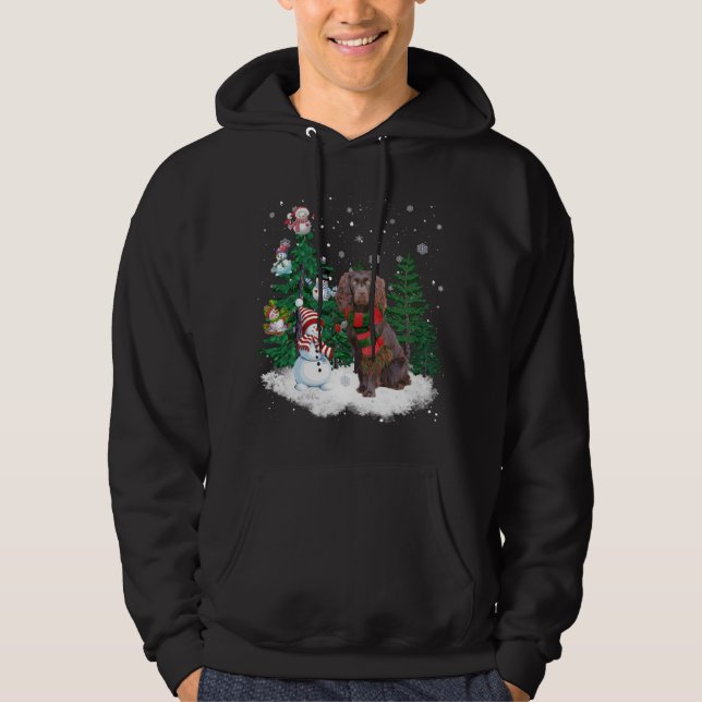 Boykin Spain Hund jul Snögubbe Julafton Träd Paj Hoodie (Framsida)