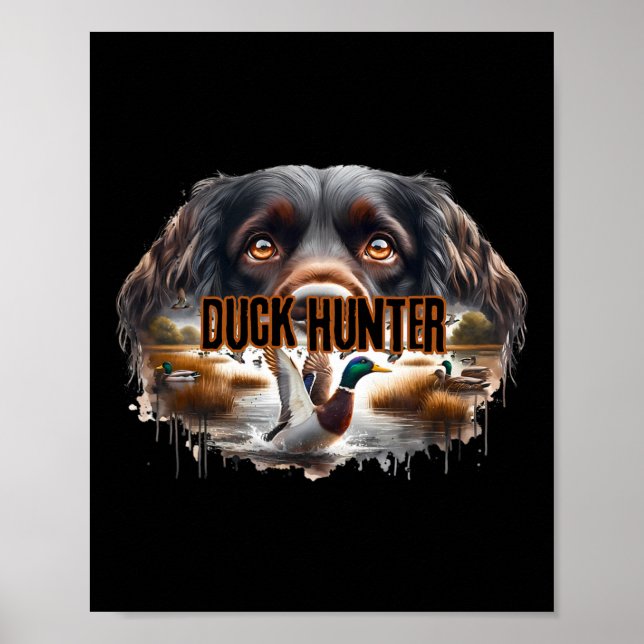 Boykin Spain Hund With Mallard Ankor Hunting Anka Poster (Framsidan)