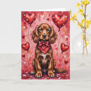 Boykin Spaniel Alla Hjärtans Dag Hund Sitter med H Kort