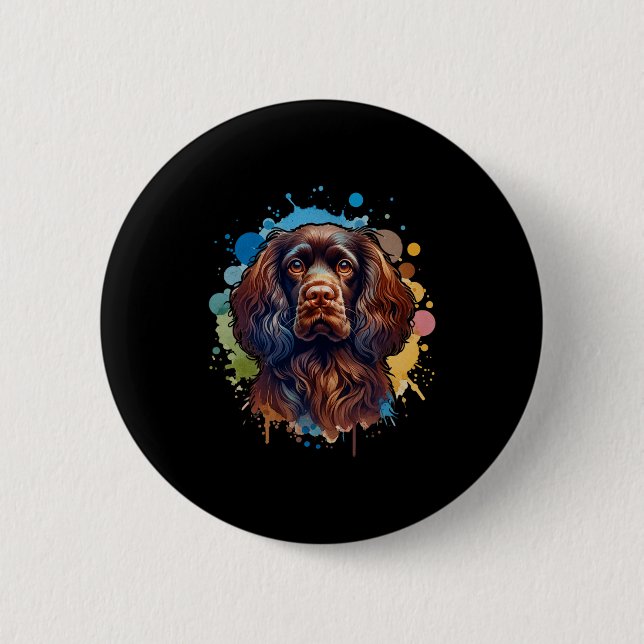 Boykin Spaniel Hund Konst Comfort Färger Vuxen Han Knapp (Framsida)