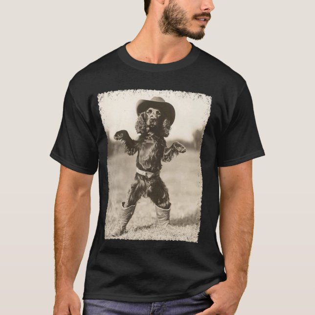 Boykin Spaniel Hund Rolig Cowboy T Shirt (Framsida)