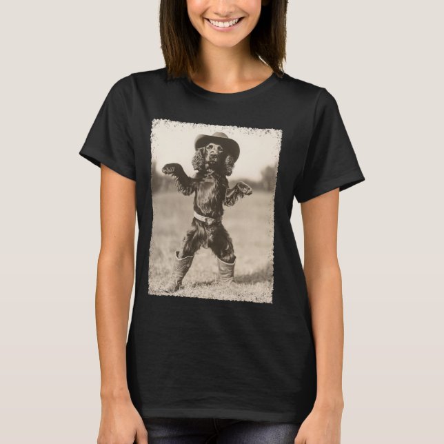 Boykin Spaniel Hund Rolig Cowboy T Shirt (Framsida)