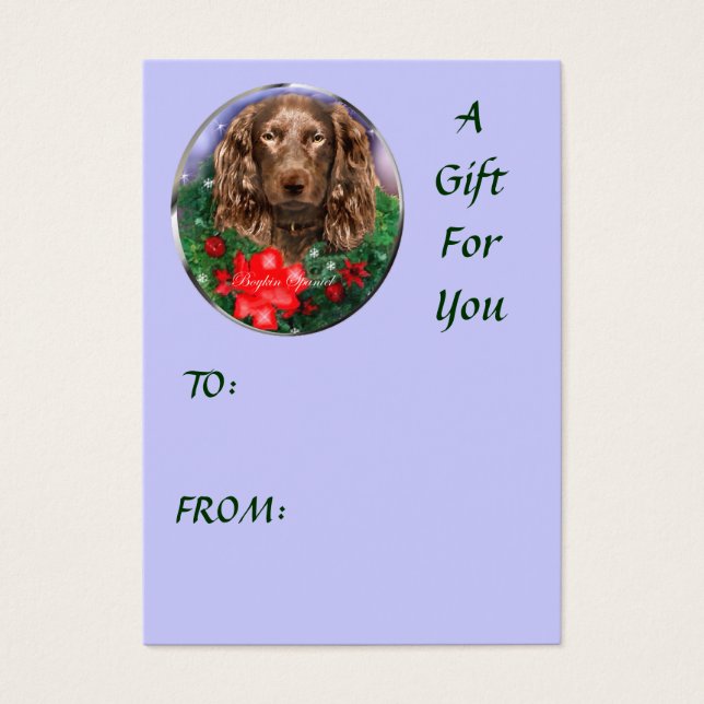 Boykin Spaniel Julpresent Namn Märken Visitkort (Framsidan)