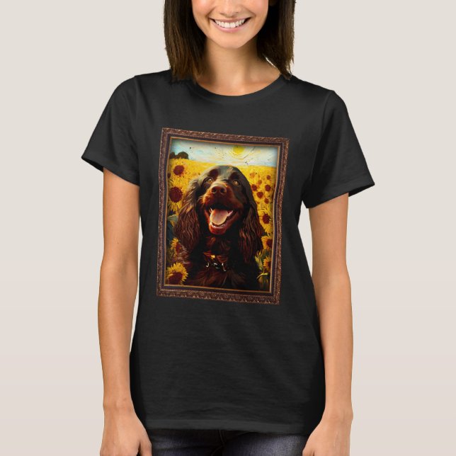 Boykin Spaniel Painting Sunflower Flower Mom Women T Shirt (Framsida)