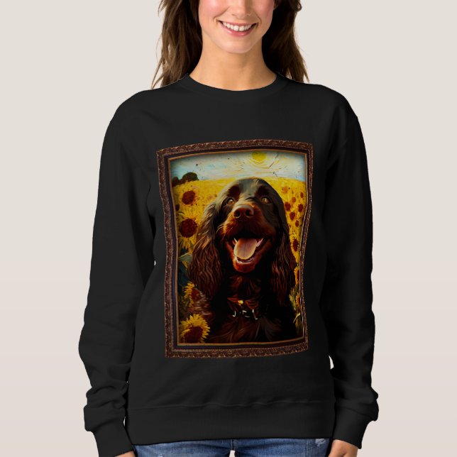 Boykin Spaniel Painting Sunflower Flower Mom Women T Shirt (Framsida)