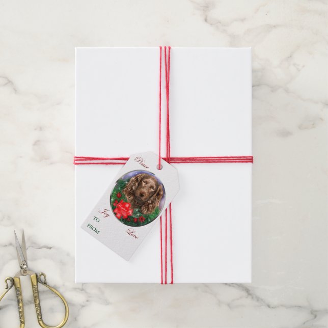 Boykin Spanska Juletiketter Presentetikett (Med Snöre)