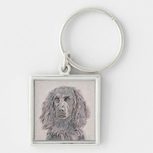 Boykin Spanska målning - Cute Original Hund Art Fyrkantig Silverfärgad Nyckelring