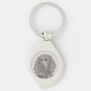 Boykin Spanska målning - Cute Original Hund Art Swirl Silverfärgad Nyckelring