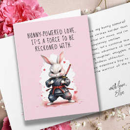 Boykompis Bunny Pun Ninja Warrior Rosa Valentiness Kort