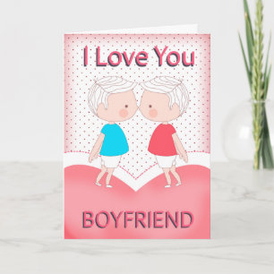 Boykompis, Gay, Cute Kissing Couple Valentine = Helgkort