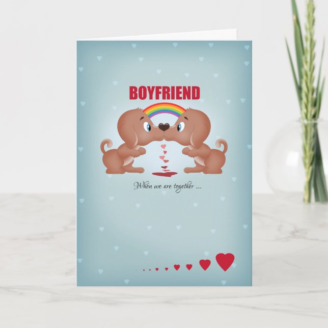 Boykompis Gay Male Valentine Day Kissing Hundar An Helgkort (Framsida)