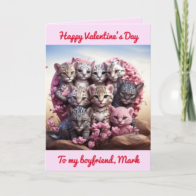 Boykompis Valentinens Kattunge Heart-kort Tack Kort (Framsida)