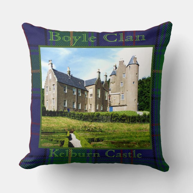 Boyle Scottish Klans Kelburn Castle Photo Tartan Kudde (Framsida)