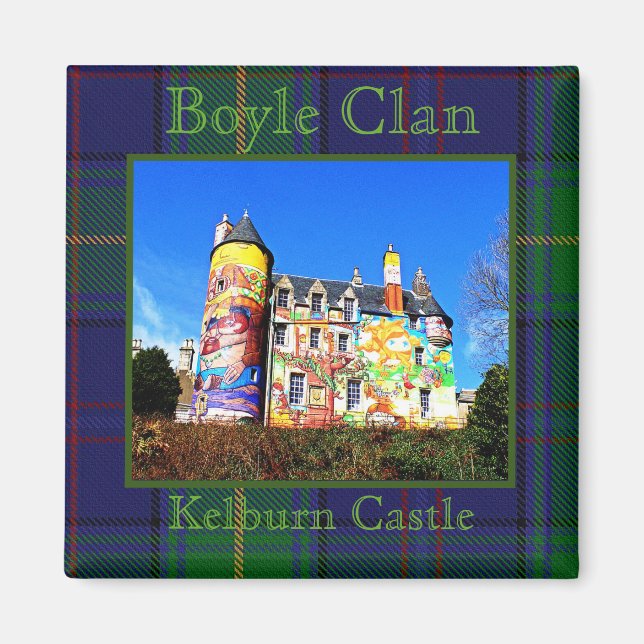 Boyle Scottish Klans Kelburn Castle Photo Tartan Magnet (Framsidan)