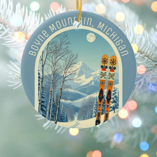 Boyne Mountain Michigan ski souvenir  Julgransprydnad Keramik
