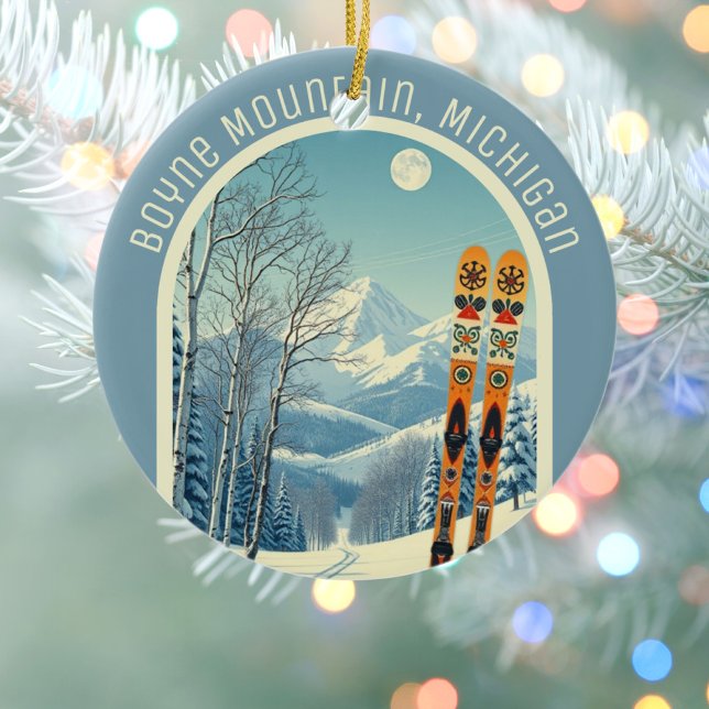 Boyne Mountain Michigan ski souvenir  Julgransprydnad Keramik (Skapare uppladdad)